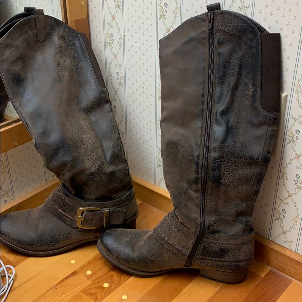 Knee high brown and tan Ruff Hewn boots